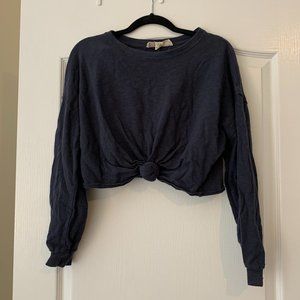 Free People Beach Navy Cropped Pullover Small